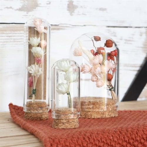 Mini Dome Ø2 h.4 cm set 12 stolpje met kurk voor geschenken [ zijn LEEG!]