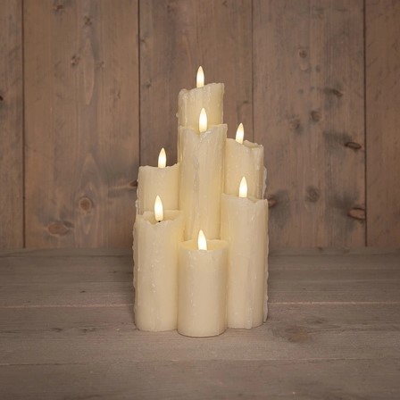 LEDkaarsen Anna's Collection IVORY WAx dripped Druipkaarsenset Met Timer 15.5*25.5cm / 7 stuks 