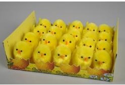 Chenille kuikentjes geel 3,5 cm / 21 stuks chickens