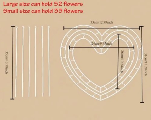 Hartframe, grootste maat voor boeketten 33*31 cm voor boeket of geschenk voor 52 bloemen