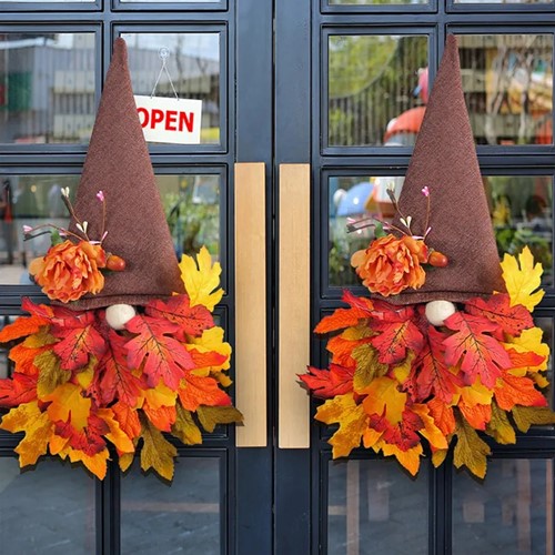 Herfstkabouter Gnoom Esdoornblad Hoed 40 cm hoogte / stuk herfstdecoratie kant en klaar