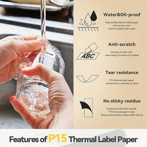 Thermische labels, 14*30mm TRANSPARANT voor Thermal Labelprinters P15 /rol 210st