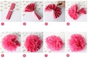 Tissue Paper Pom Poms Flower Balls 15 cm - Roze = pink feestversiering