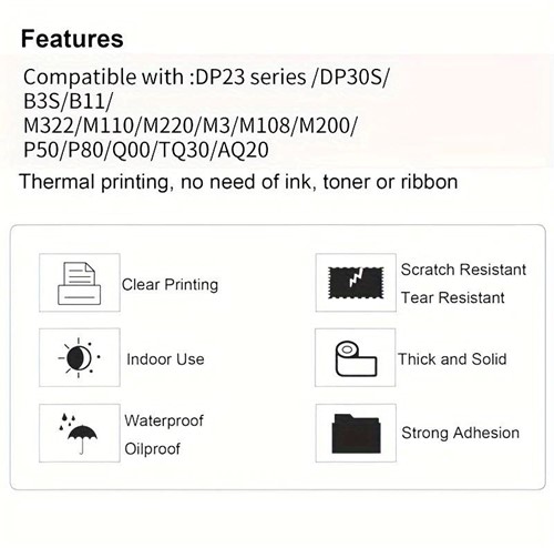 Thermische labels, WIT 40*30mm Stickers / rol 230 labels tbv bv Phomemo M110. M220, M221