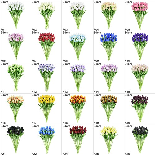 Tulp Tulpen 33cm bundel Antraciet Grijs F26 / Bundel ca. 10st Real Touch foam