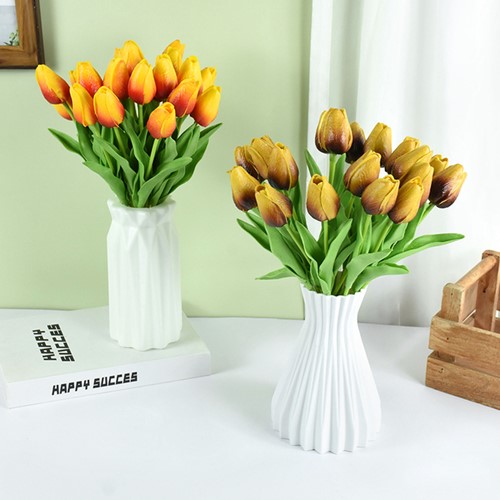 Tulp Tulpen 33cm bundel Geel/bruin / Bundel ca. 10st Real Touch foam