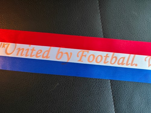 Voetbalsjerp oid Sjerpen Bedrukt  75 mm Vlag met ORANJE opdruk eigen tekst opgeven, maatwerk