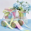 Dubbelsatijn 38 mm dubbelzijdig Pastel Regenboog  ca. 3 meter Regenboog