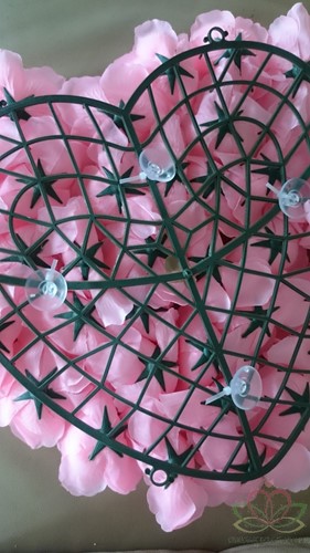 Hart Autodecoratie Zijden bloemen Roze + zuignappen 45cm *40cm 
