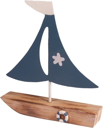 Zeilschip Deco Hout Maritiem 14x15,5x2,7 cm