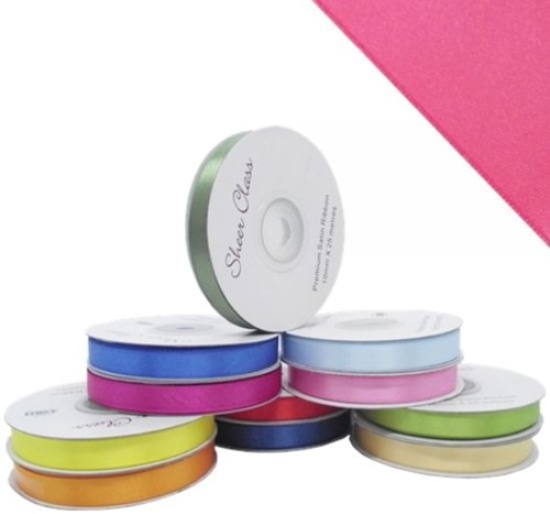 Satijnlint Dubbelsatijn Antennelint Roze 10 mm rol 25 meter