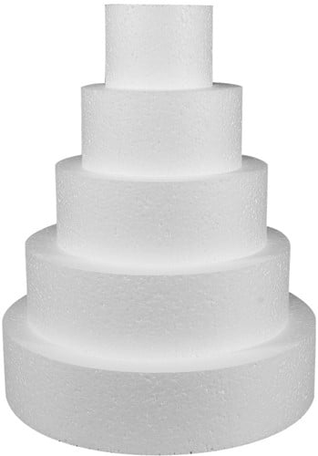 Styropor Piepschuim Taarten 5 lagen Ø 10–15–20–25–30 cm, hoogte 7 cm taartset