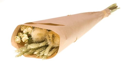 Droogbloemenboeket Natural Groen/White in Craft Paper