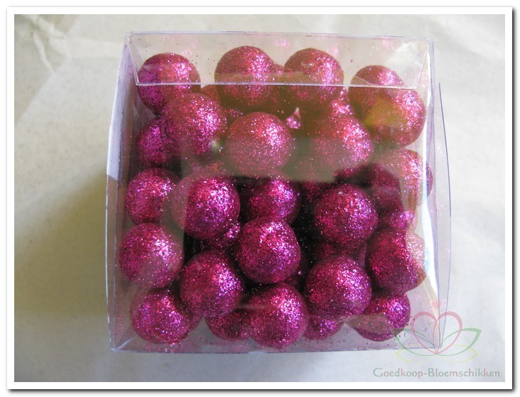 Glitterballetjes kerstballetjes 77 Rood 15 mm doosje