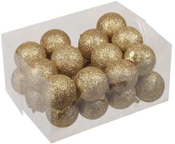 Glitter Kerstballen Goud, Dark Goud 40 mm doosje 24 stuks