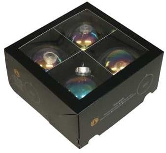 Kerstballen glas Clear Pearl 100 mm doos 4 stuks