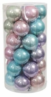 Kerstballen kunststof onbreekbaar Pastel combi 6 cm 30 stuks