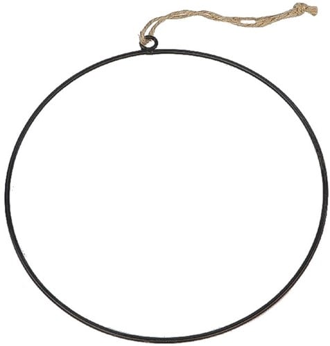 Metalen ring Hula Hoop Floral Dia 35 cm incl touw 53 cm hoog 
