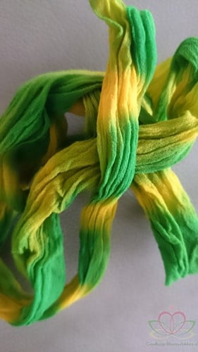 Nylon 29 Groen -Geel 2tonevoor het maken van bloemen, pakje van 5 