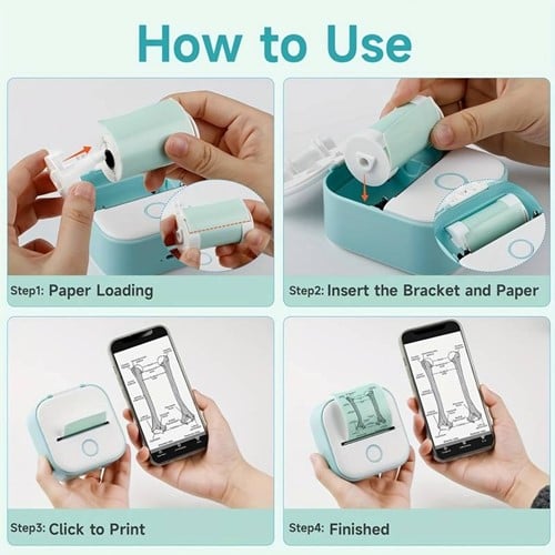 Mini Fotoprinter zwartWit Labelprinter Labelmaker WitGroen Phomemo T02 I incl software / st 