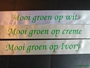 Bedrukt lint Cream met Groene opdruk 45 mm 50 cm