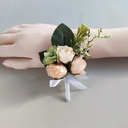 Luxe Corsage Zijden bloemen Champagne H Boutonnière met pinclip