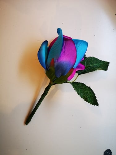 Kameleoncorsage Luxe zijden Blue Purple grote corsage