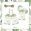 Bloemenkaartjes Thank you for celebrating Groen, Groen Leaves set 50st cadeaulabels met touwtje