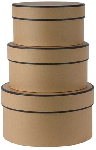 Ronde Bloemendozen Kraft-Black trim set van 3