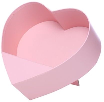 Bloemendoos Roze hartvorm karton standaard staand open flowerbox cadeau doos 24.5 cm