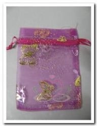 Cadeauzakje giftbag Organza Butterfly Magenta 7x9 cm