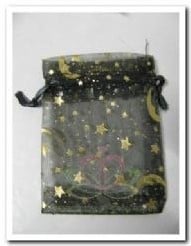 Cadeauzakje giftbag Organza Star Black 7x9 cm