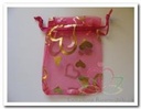 Cadeauzakje giftbag Organza Golden Heart Fuchsia 7x9 cm