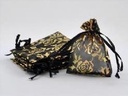 Cadeauzakje giftbag Organza Zwart Goud Roses 7x9 cm