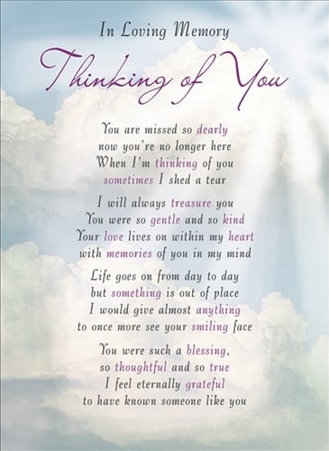 Rouwkaart herdenkingskaart ILM Thinking of You 16.5 x 12 cm 