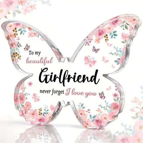 Vlinder van Epoxy met Bloem en Vlinders To my Beautiful Daughter 10*1 cm 