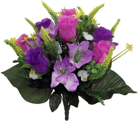 Zijden Boeket Rozen en Alstroemeria Mixed Astilbe Lila/Purple 41 cm