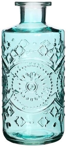 Gekleurde Glazen Fles Berlin Soft Blue ook geschikt als olielamp Ø9 cm H21 cm per stuk