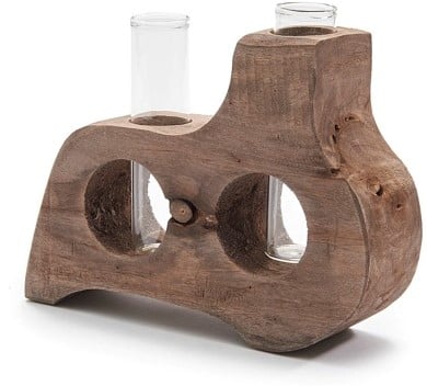 Decoratief Wooden Flowerholder met 2 Reageerbuisjes 20x5x15 cm