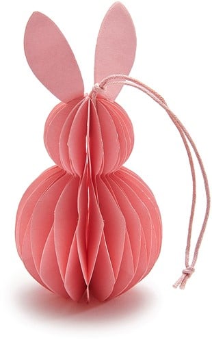 Paashaas Konijntje Honeycomb hanger Roze 6x12 cm