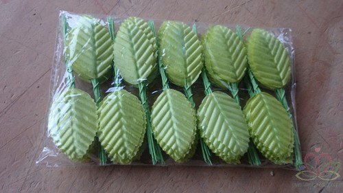 Blad Zijden blaadjes op draad Limegroen 3*5 cm PAK200