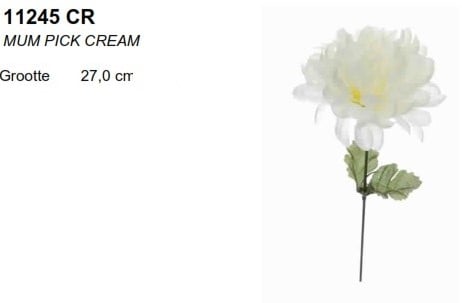 Dahlia Mum Pick Creme Zijdenbloem per stuk