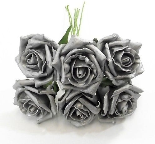 Foamroos Princess Kleurvast Pearl Zilver 6 cm Bundel 6 stuks