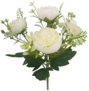 Boeketje Ranonkel Hortensia Hydrangea en Besjes Roomwit Zijdenbloem 27 cm