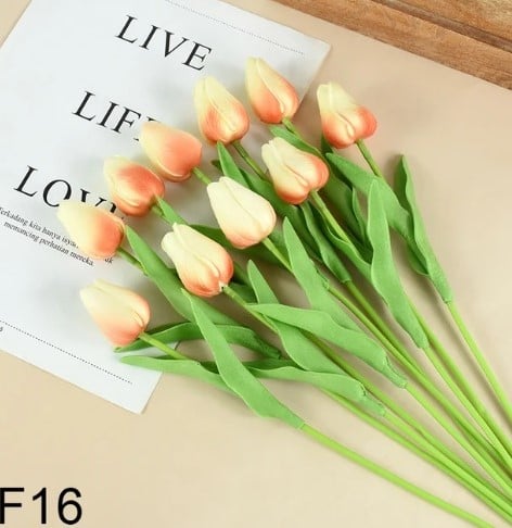 Tulpen Zalm Real Touch Foam 33 cm Bundel ca. 10 stuks