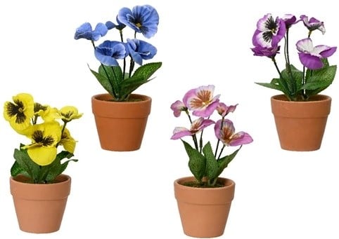 Viooltje Zijden Roze Rechtsonder op foto dia 7.5 cm H 18 cm per stuk