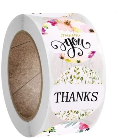 Sluitstickers Roze Thanks Thankyou etiket rol 500 labels