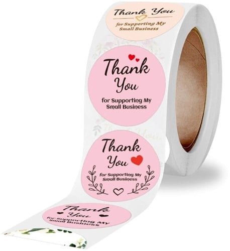 Sluitstickers Thank you for Supporting My Small Business etiket rol 500 labels