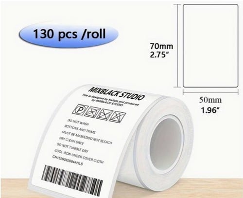 Thermische labels Blanco etiketten voor thermal labelprinters Phomemo M110 M220 M221 Wit 50x70 mm rol 130 stuks