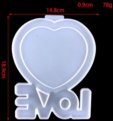 Siliconenmal Fotolijstje Hart Love Epoxy resin 16 cm per stuk